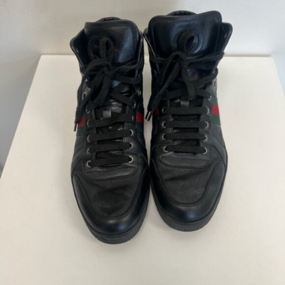 GUCCI coda Guccissima black leather high-top sneakers 221825 size11 - Picture 2 of 11